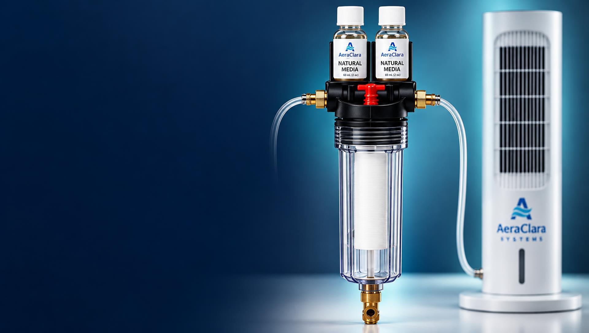 Close-up of the AeraClara natural-media injector and fluid assembly